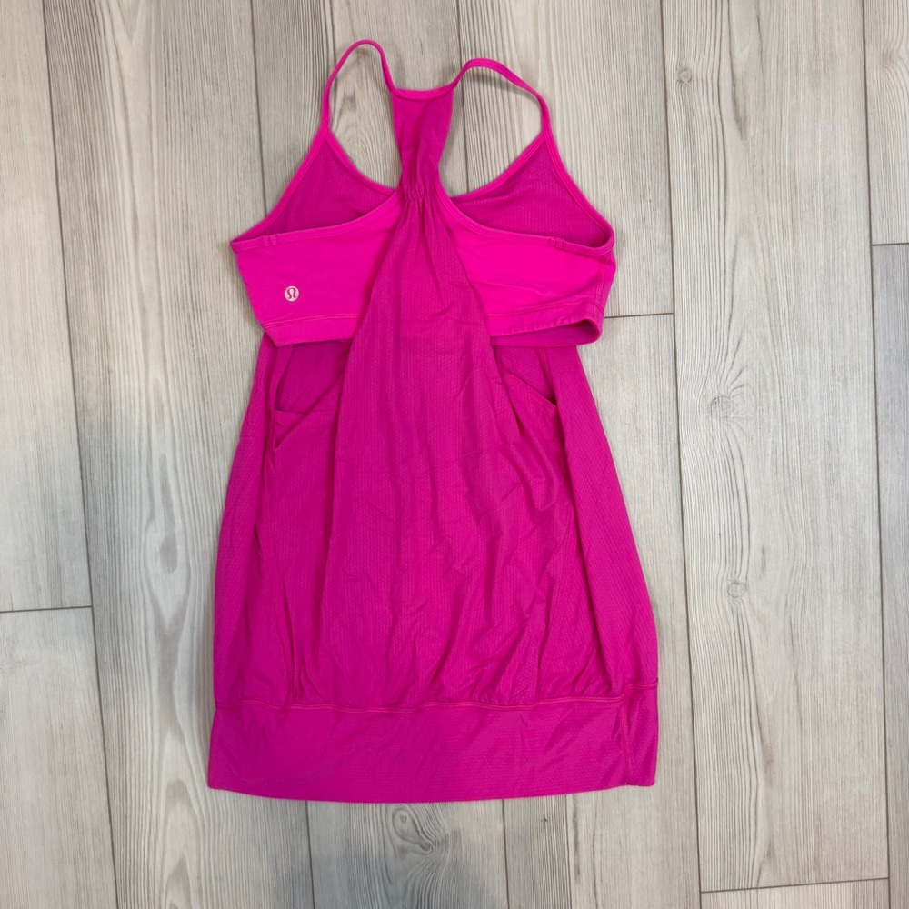 Lululemon No Limits Tank Top Pink Layered Built In Bra Racerback Size 8